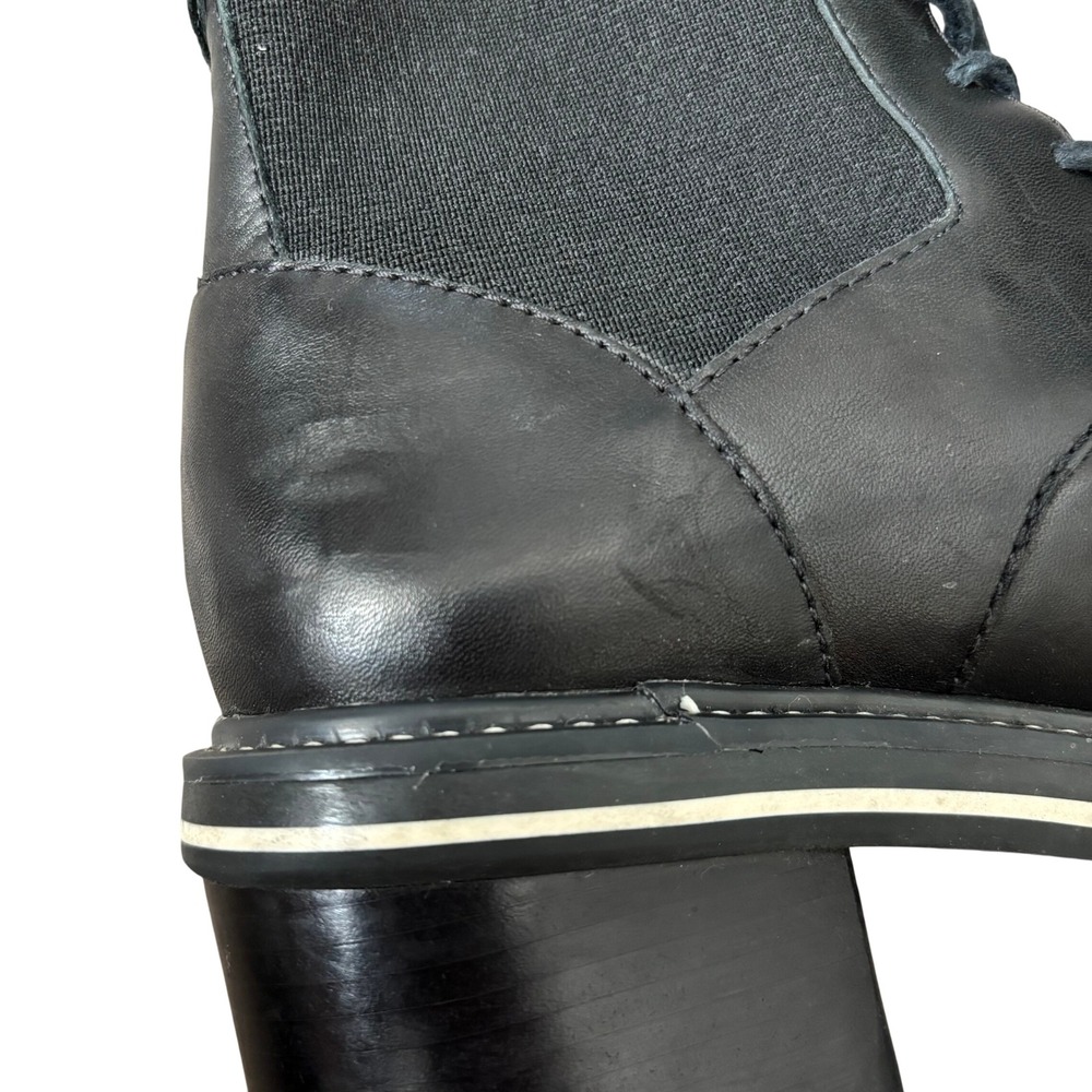 Bernardo Salerno Leather Lace Up Boot Women's Sz 8.5 Black Combat Lug Sole - Picture 7 of 11